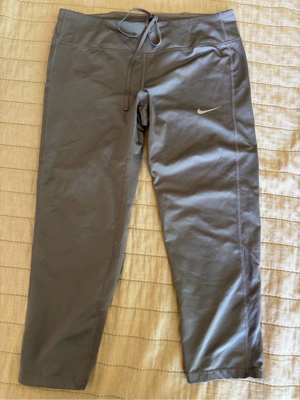 Nike Gray Performance Leggings with Reflective Swoosh